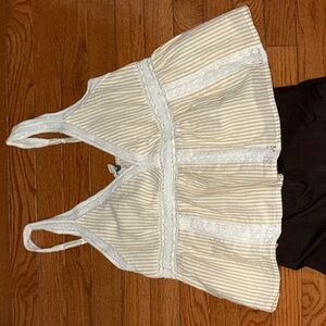 FP Movement by Free People Striped Cream and Black Jumpsuit